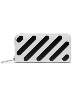 Medium Leather wallet with diagonal stripes Off-White. Цвет: белый