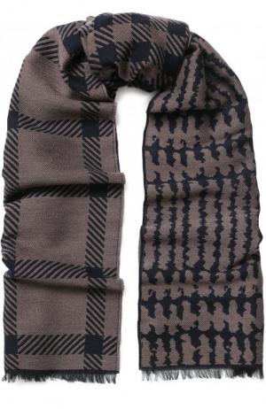 Шерстяной шарф с принтом Giorgio Armani. Цвет: коричневый