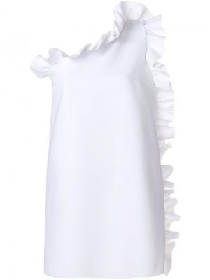 Платье на одно плечо с оборкой MSGM. Цвет: белый