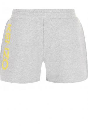 Хлопковые мини-шорты с логотипом бренда Kenzo. Цвет: серый