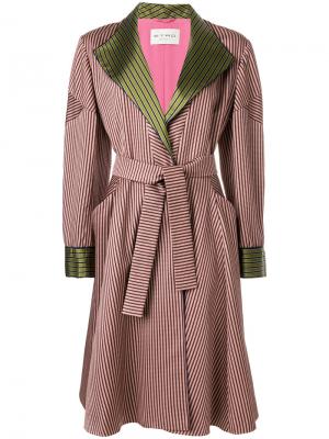 Пальто в полоску с поясом Etro. Цвет: розовый и фиолетовый