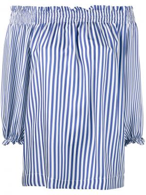 Полосатая блузка с открытыми плечами P.A.R.O.S.H.. Цвет: синий