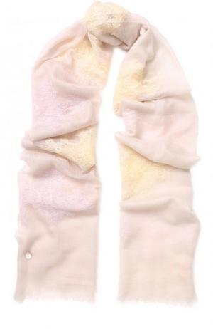 Кашемировый шарф с кружевной отделкой Vintage Shades. Цвет: светло-бежевый