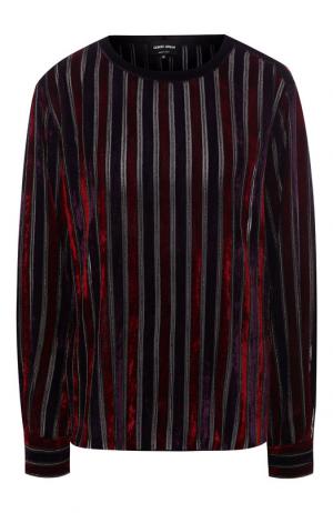 Бархатная блуза с круглым вырезом Giorgio Armani. Цвет: бордовый