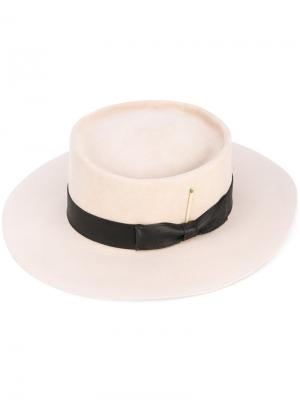Шляпа с контрастной лентой Nick Fouquet. Цвет: телесный