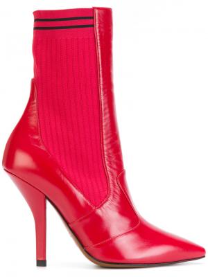 Sock heeled ankle boots Fendi. Цвет: красный