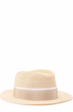 Соломенная шляпа с лентой Maison Michel. Цвет: светло-бежевый