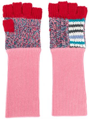 Перчатки-митенки Burberry. Цвет: розовый и фиолетовый
