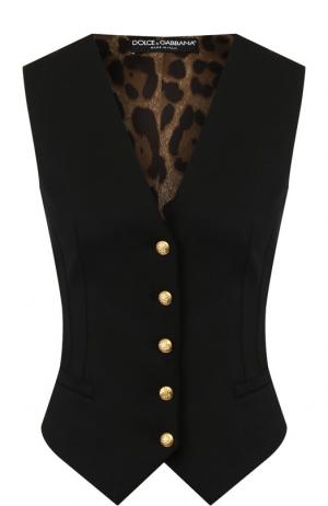 Приталенный жилет с контрастными пуговицами Dolce & Gabbana. Цвет: черный