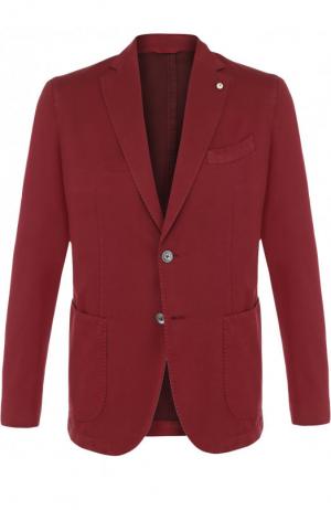 Однобортный хлопковый пиджак L.B.M. 1911. Цвет: бордовый