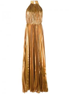 Плиссированное вечернее платье Maria Lucia Hohan. Цвет: металлический
