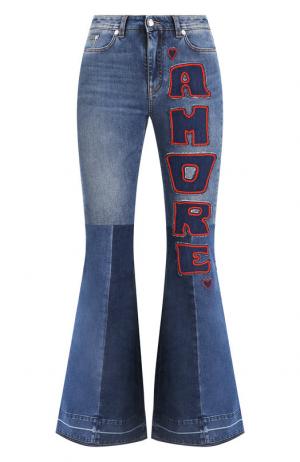 Расклешенные джинсы с декоративными нашивками Dolce & Gabbana. Цвет: темно-синий