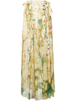 Юбка макси с цветочным принтом Alberta Ferretti. Цвет: телесный