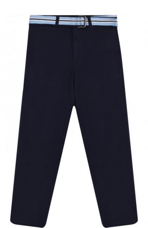 Хлопковые брюки с ремнем Polo Ralph Lauren. Цвет: синий
