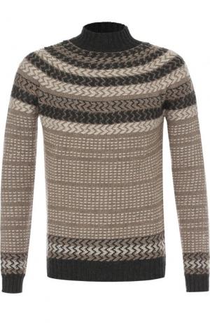 Шерстяной свитер с воротником-стойкой BOSS. Цвет: разноцветный