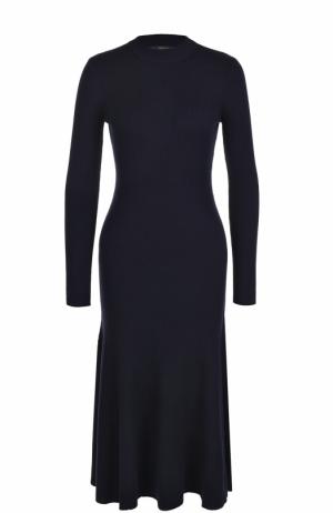 Приталенное платье-миди с длинным рукавом Polo Ralph Lauren. Цвет: темно-синий