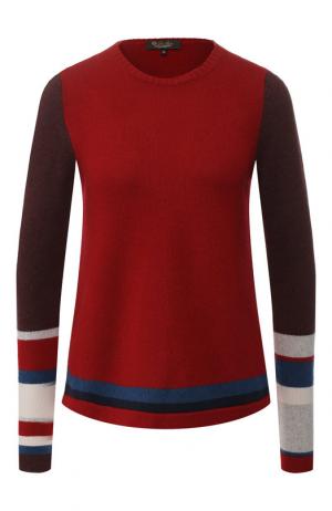 Кашемировый пуловер с контрастной полоской Loro Piana. Цвет: красный