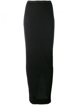 Длинная асимметричная юбка из джерси Rick Owens Lilies. Цвет: чёрный