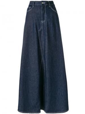 Джинсовая юбка макси Mm6 Maison Margiela. Цвет: синий