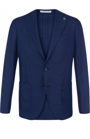 Однобортный шерстяной пиджак Sartoria Latorre. Цвет: темно-синий