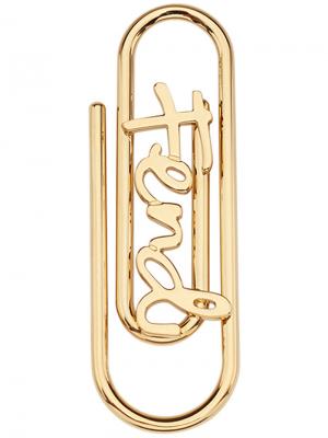 Брелок для ключей в виде скрепки с логотипом Fendi. Цвет: металлический