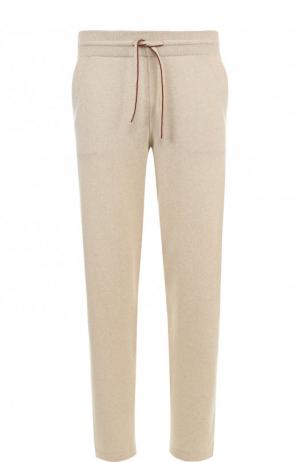 Кашемировые брюки прямого кроя с поясом на кулиске Loro Piana. Цвет: кремовый