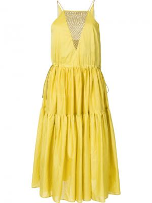 Приталенное платье с перфорацией GINGER & SMART. Цвет: жёлтый и оранжевый