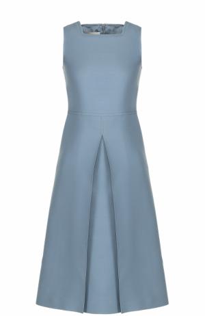 Приталенное платье-миди со складкой Valentino. Цвет: голубой