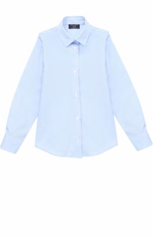 Хлопковая рубашка прямого кроя Dal Lago. Цвет: голубой
