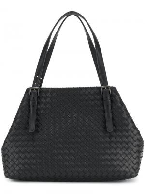 Большая плетёная сумка Bottega Veneta. Цвет: чёрный