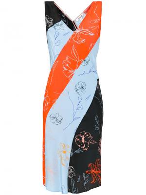 Платье колор блок в диагональную полоску Dvf Diane Von Furstenberg. Цвет: многоцветный