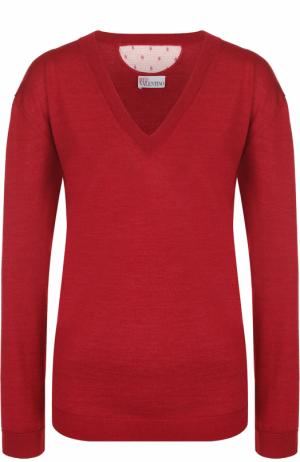 Пуловер из смеси кашемира и шелка REDVALENTINO. Цвет: красный