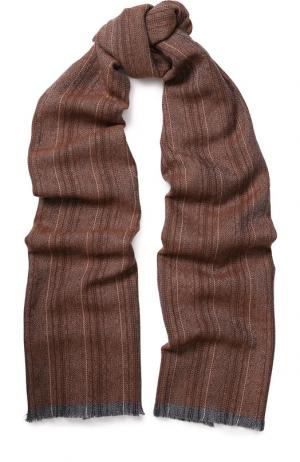 Шерстяной шарф с необработанным краем Ermenegildo Zegna. Цвет: коричневый