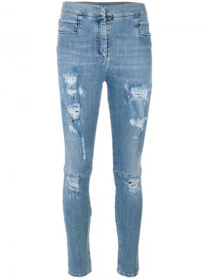 Состаренные джинсы слим Balmain. Цвет: синий