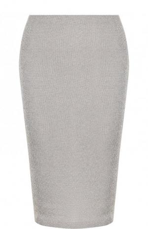 Вязаная юбка-карандаш из смеси кашемира и вискозы Ralph Lauren. Цвет: серебряный