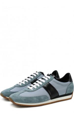 Комбинированные кроссовки на шнуровке Tom Ford. Цвет: голубой