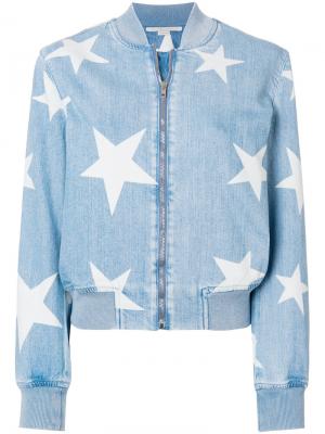 Джинсовая куртка-бомбер Star Stella McCartney. Цвет: синий