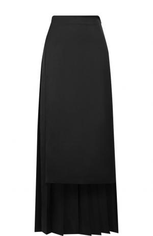 Однотонная юбка-миди со складками Maison Margiela. Цвет: черный
