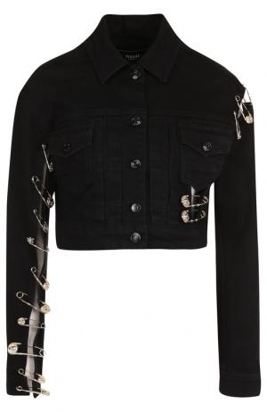 Джинсовая куртка с декоративной отделкой Versus Versace. Цвет: черный
