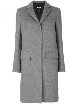 Пальто с потайной застежкой на пуговицы MSGM. Цвет: серый