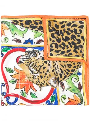 Шарф Majolica с леопардовым принтом Dolce & Gabbana. Цвет: многоцветный