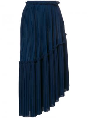 Асимметричная плиссированная юбка Kenzo. Цвет: синий