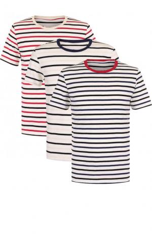 Комплект из трех хлопковых футболок в контрастную полоску Maison Margiela. Цвет: разноцветный