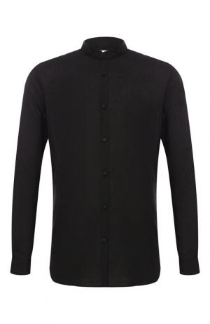 Шерстяная рубашка с воротником мандарин Saint Laurent. Цвет: черный