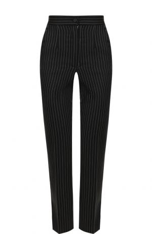 Укороченные шерстяные брюки в полоску Dolce & Gabbana. Цвет: черный