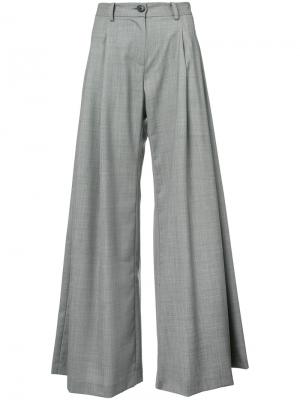 Широкие расклешенные брюки с завышенной талией Nili Lotan. Цвет: серый