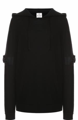 Вязаный пуловер с декоративной отделкой и капюшоном FTC. Цвет: черный