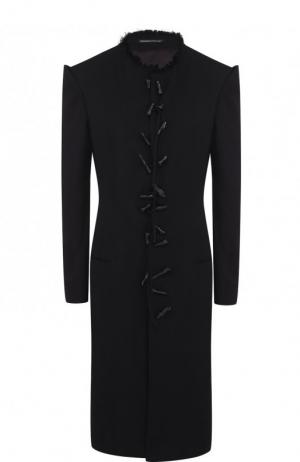 Однотонное шерстяное пальто прямого кроя Yohji Yamamoto. Цвет: черный