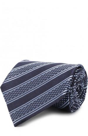 Шелковый галстук в полоску Ermenegildo Zegna. Цвет: темно-синий