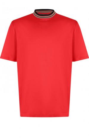 Хлопковая футболка с круглым вырезом Lanvin. Цвет: коралловый